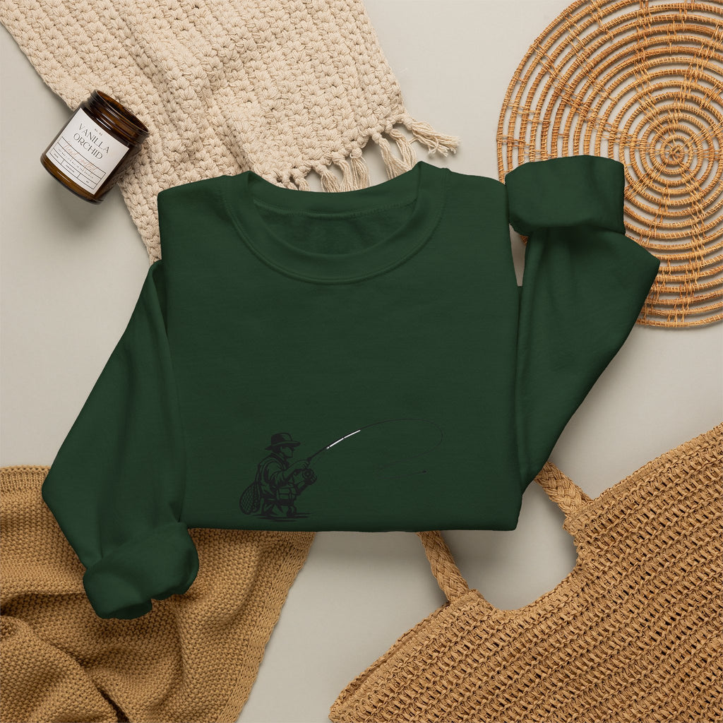 Fishing Crewneck Sweatshirt – Minimal Angler Illustration