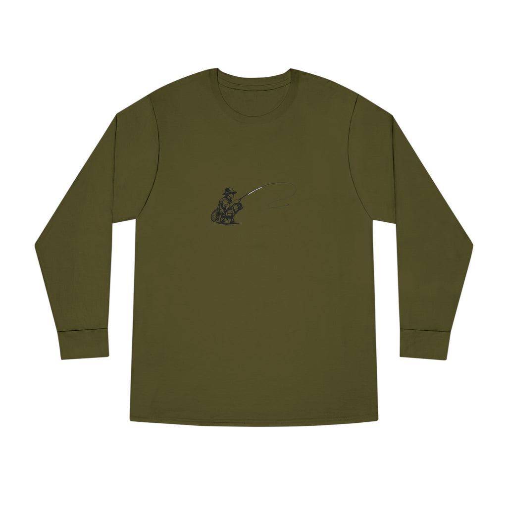 Fishing Crewneck Long Sleeve Tee — Minimal Angler Graphic