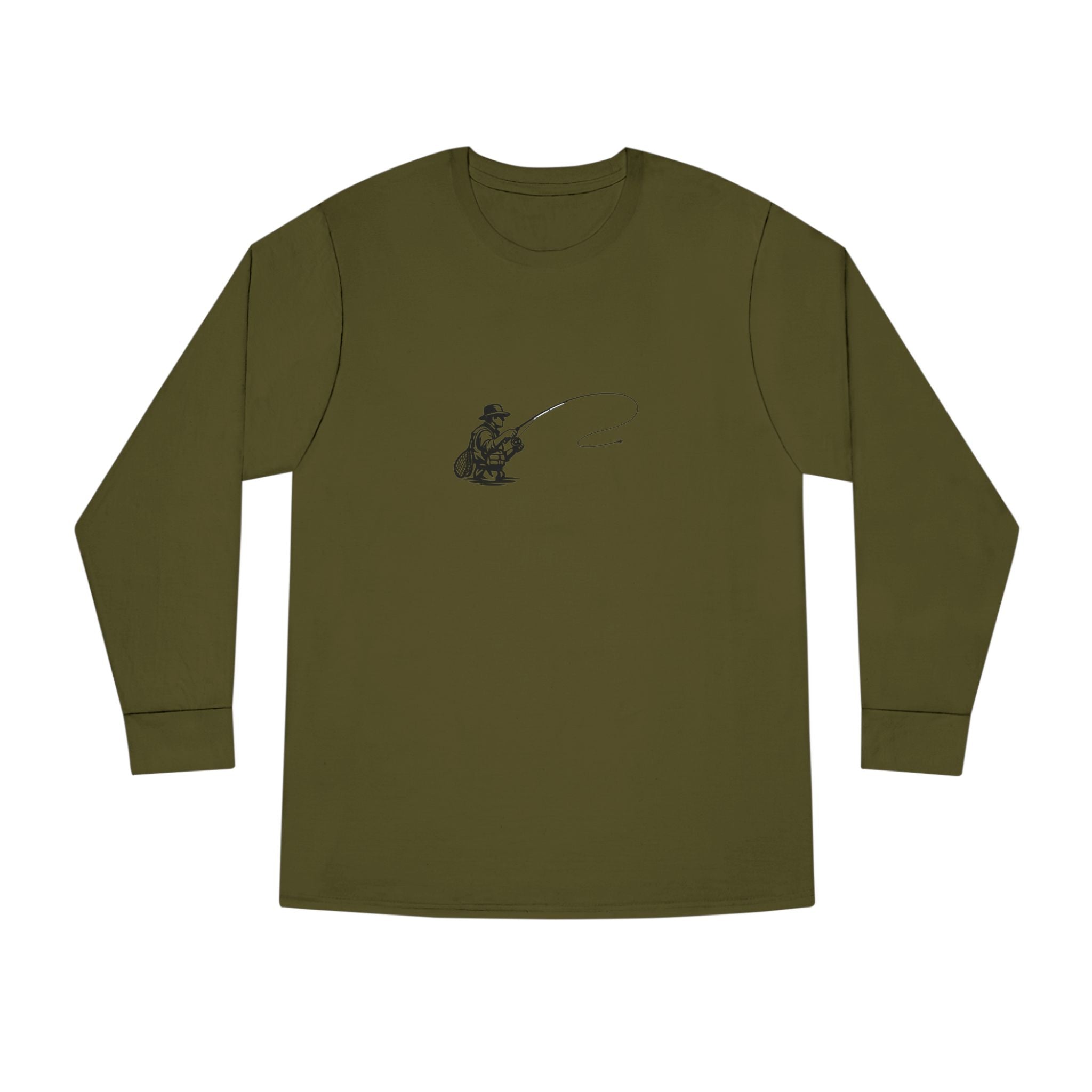 Fishing Crewneck Long Sleeve Tee — Minimal Angler Graphic