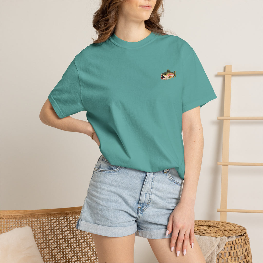 Bass Fish Pocket Tee — Small Embroidered Fishing Graphic T-Shirt