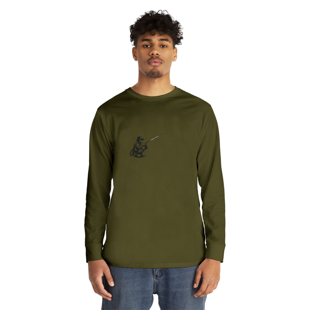 Fishing Crewneck Long Sleeve Tee — Minimal Angler Graphic