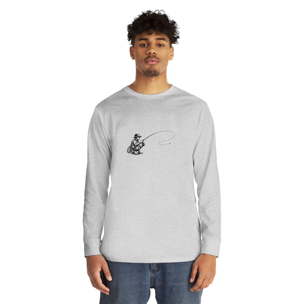 Fishing Crewneck Long Sleeve Tee — Minimal Angler Graphic