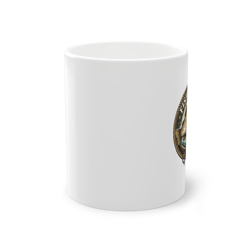 Fisherman's Badge Coffee Mug — Vintage Bass Fishing 11oz Ceramic