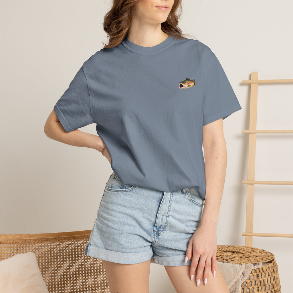 Bass Fish Pocket Tee — Small Embroidered Fishing Graphic T-Shirt