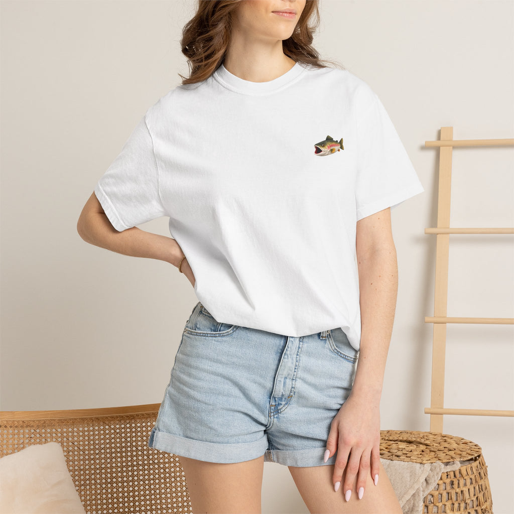 Bass Fish Pocket Tee — Small Embroidered Fishing Graphic T-Shirt