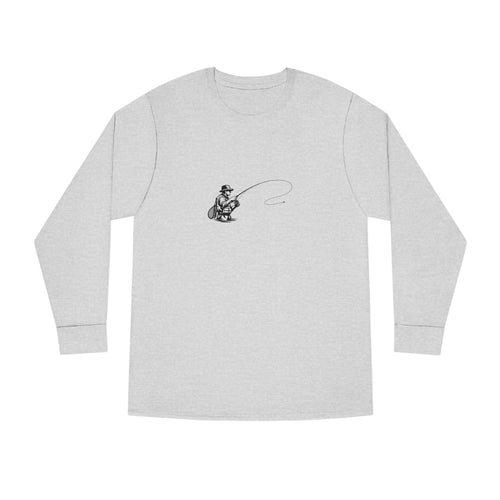 Fishing Crewneck Long Sleeve Tee — Minimal Angler Graphic