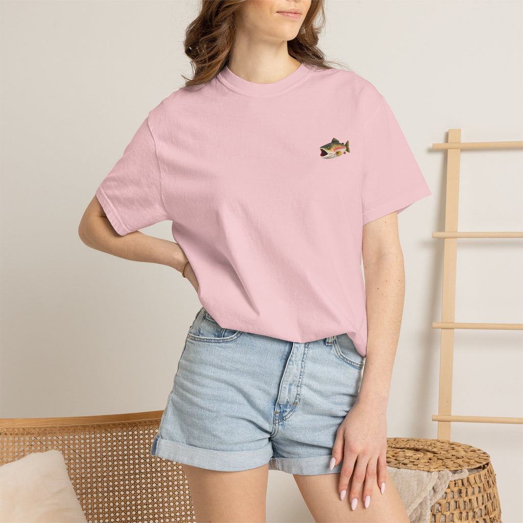 Bass Fish Pocket Tee — Small Embroidered Fishing Graphic T-Shirt