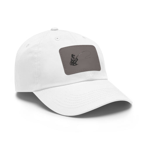 Fisherman Leather Patch Dad Hat — Vintage Fishing Patch Baseball Cap