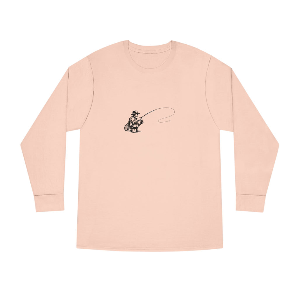 Fishing Crewneck Long Sleeve Tee — Minimal Angler Graphic