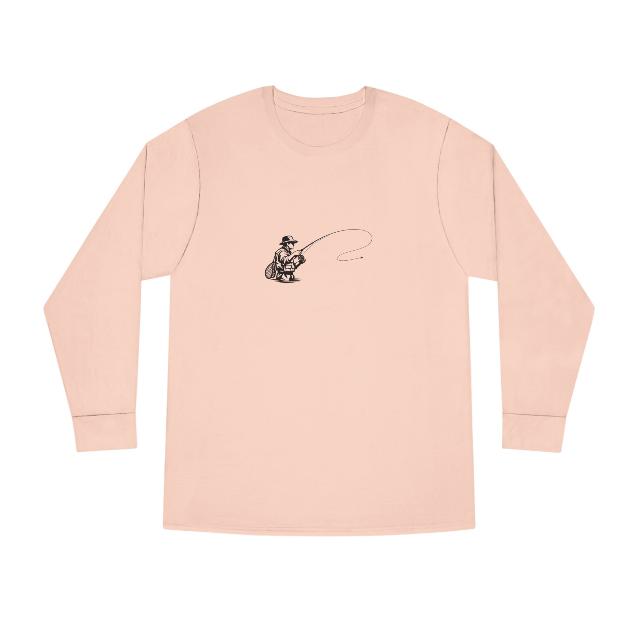 Fishing Crewneck Long Sleeve Tee — Minimal Angler Graphic