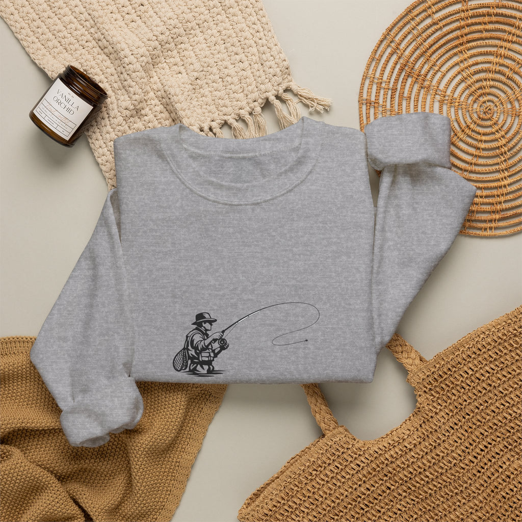 Fishing Crewneck Sweatshirt – Minimal Angler Illustration