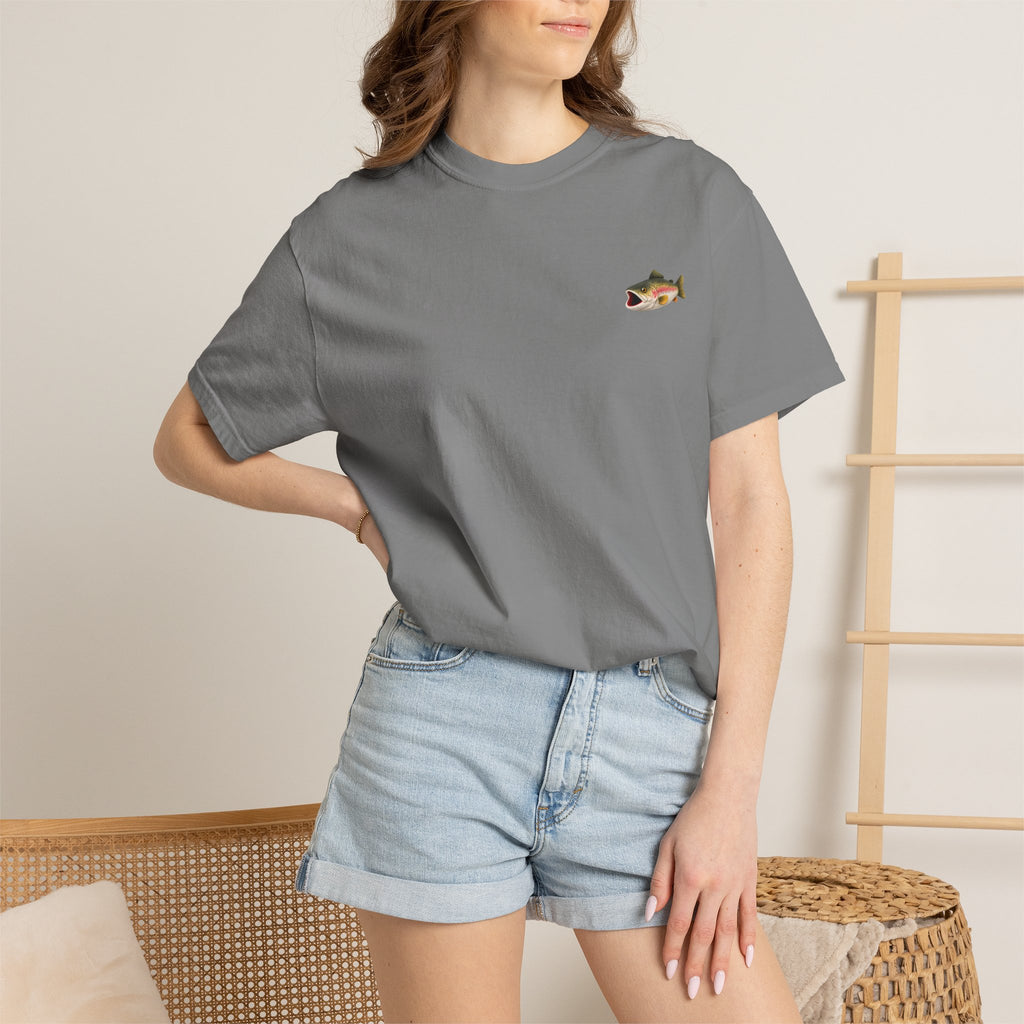 Bass Fish Pocket Tee — Small Embroidered Fishing Graphic T-Shirt