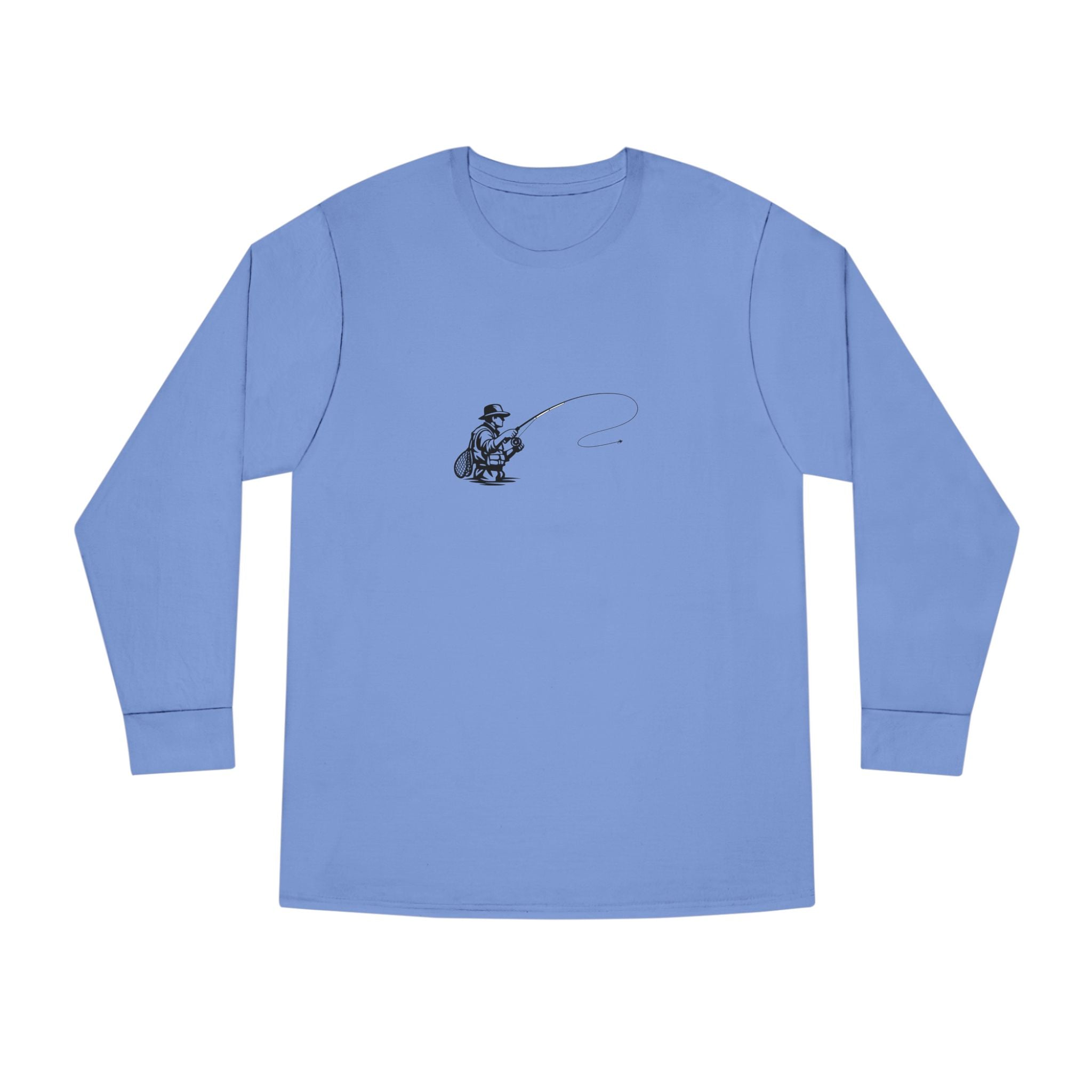 Fishing Crewneck Long Sleeve Tee — Minimal Angler Graphic