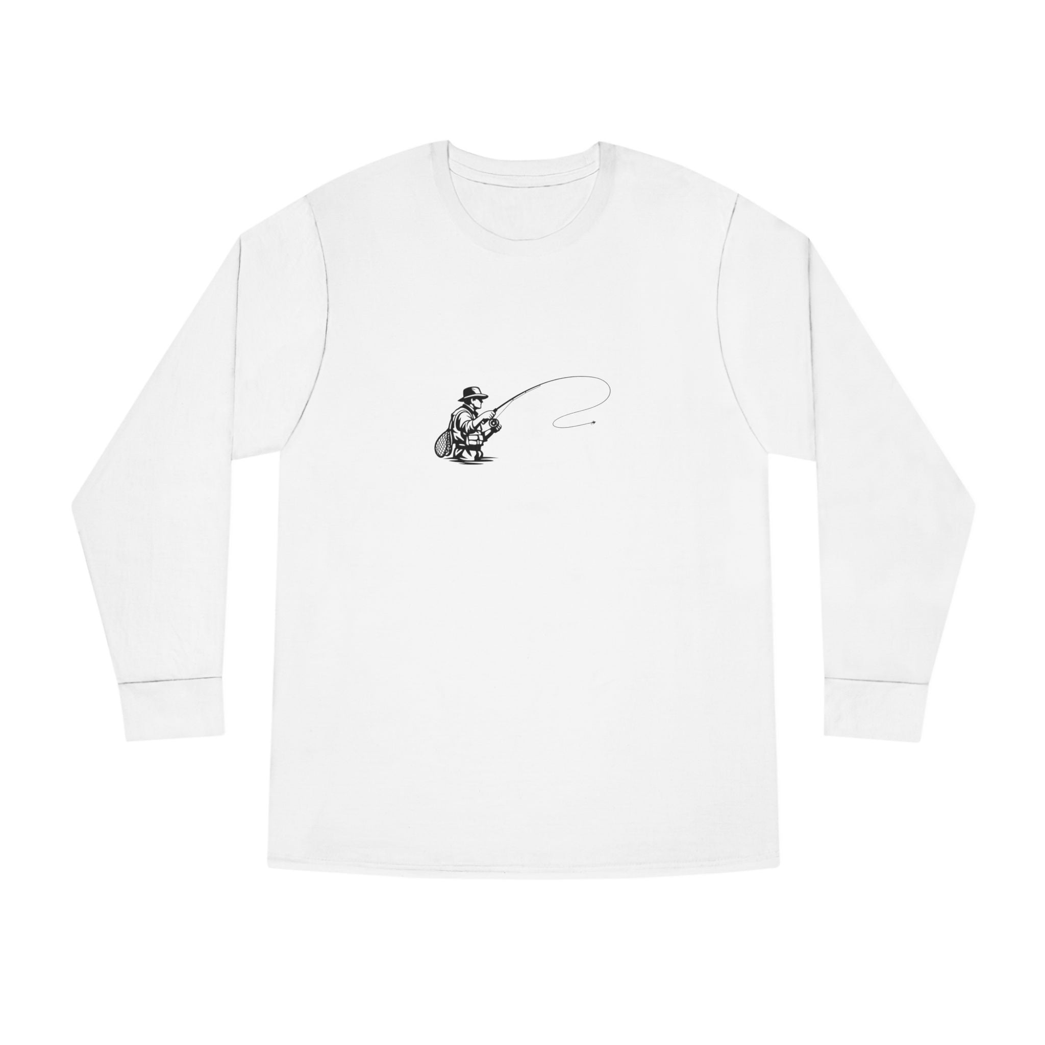 Fishing Crewneck Long Sleeve Tee — Minimal Angler Graphic