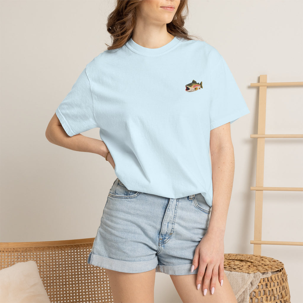 Bass Fish Pocket Tee — Small Embroidered Fishing Graphic T-Shirt