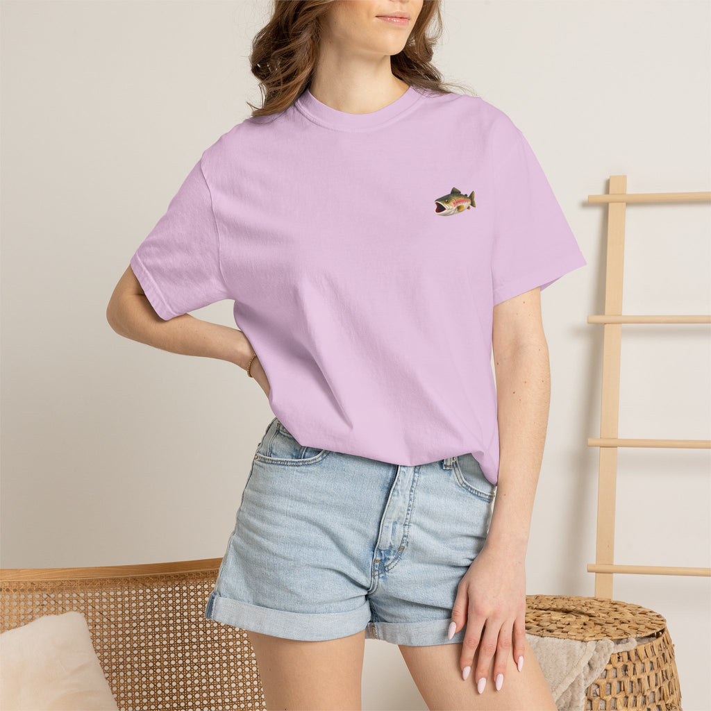 Bass Fish Pocket Tee — Small Embroidered Fishing Graphic T-Shirt