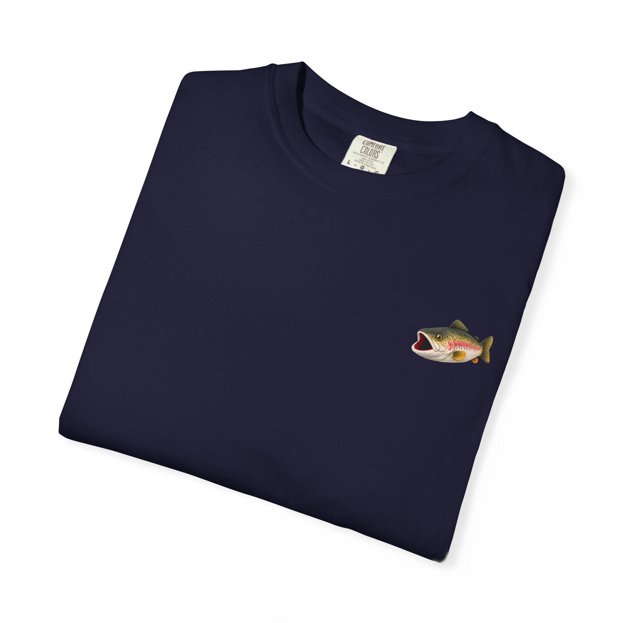 Bass Fish Pocket Tee — Small Embroidered Fishing Graphic T-Shirt