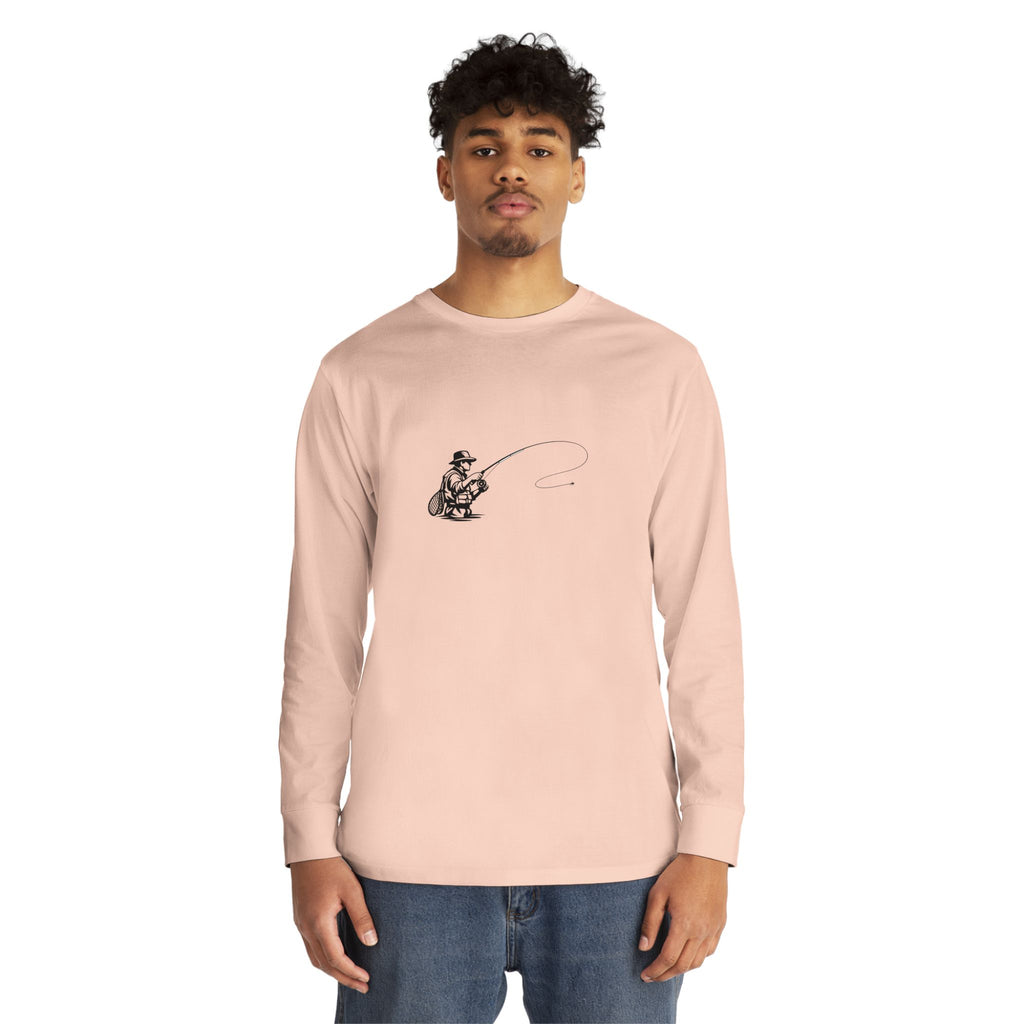 Fishing Crewneck Long Sleeve Tee — Minimal Angler Graphic